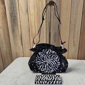 Candie's Black and White Zebra Shoulder Bag Wallet Bundle Set